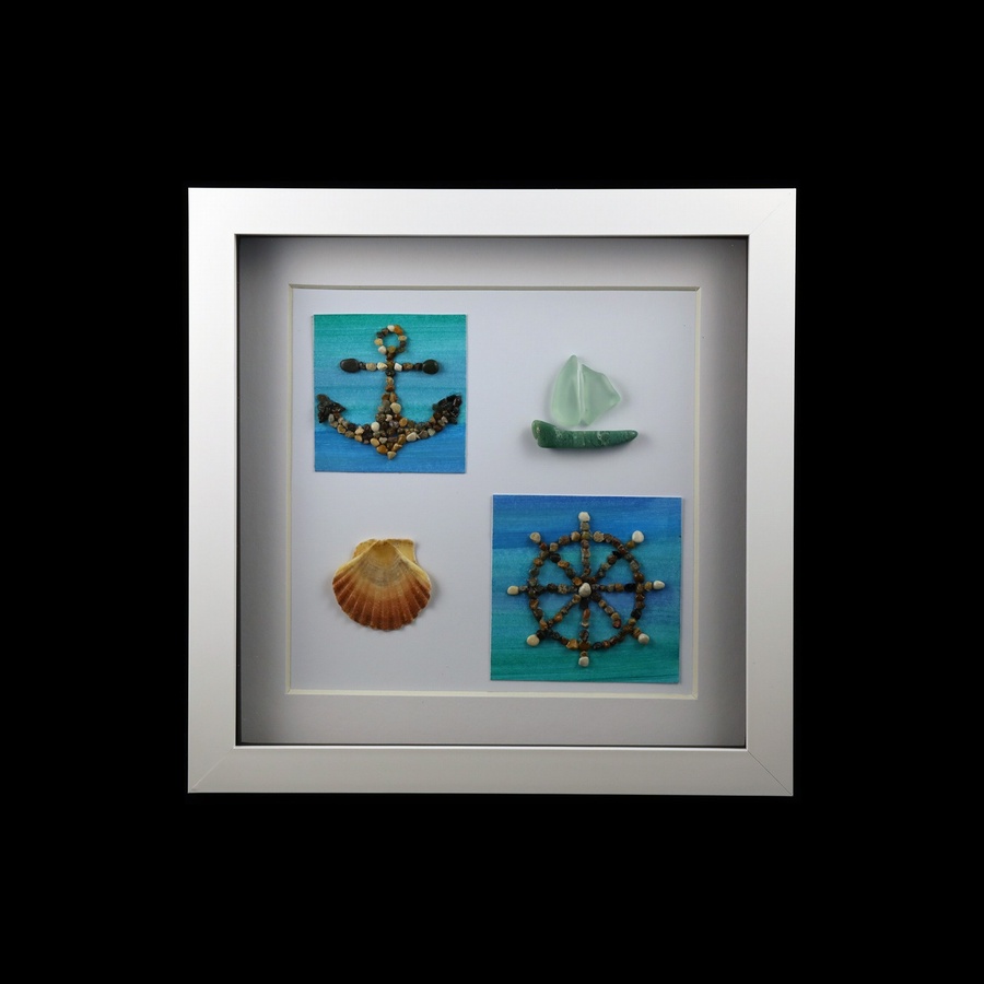 Wheel & Anchor Beach Stone Art