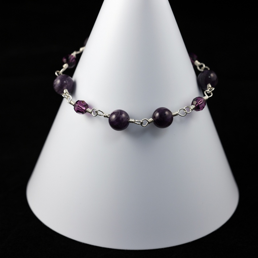 Amethyst & Bicone Bead Bracelet