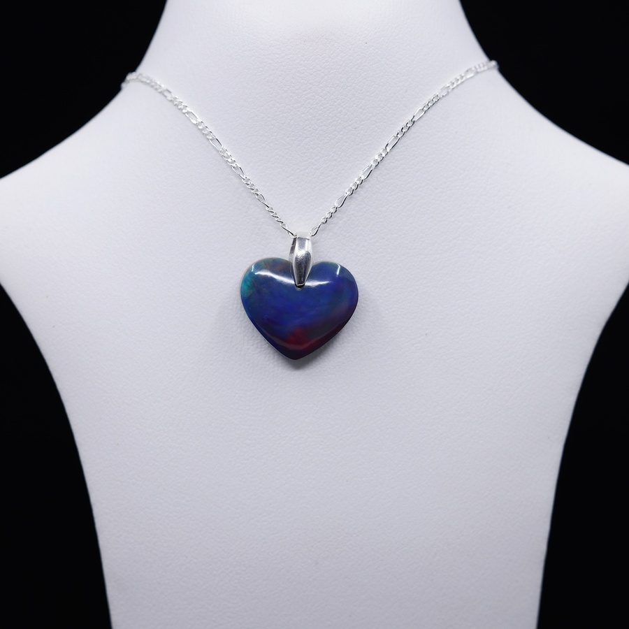 Aurora Opal Blue Heart Necklace