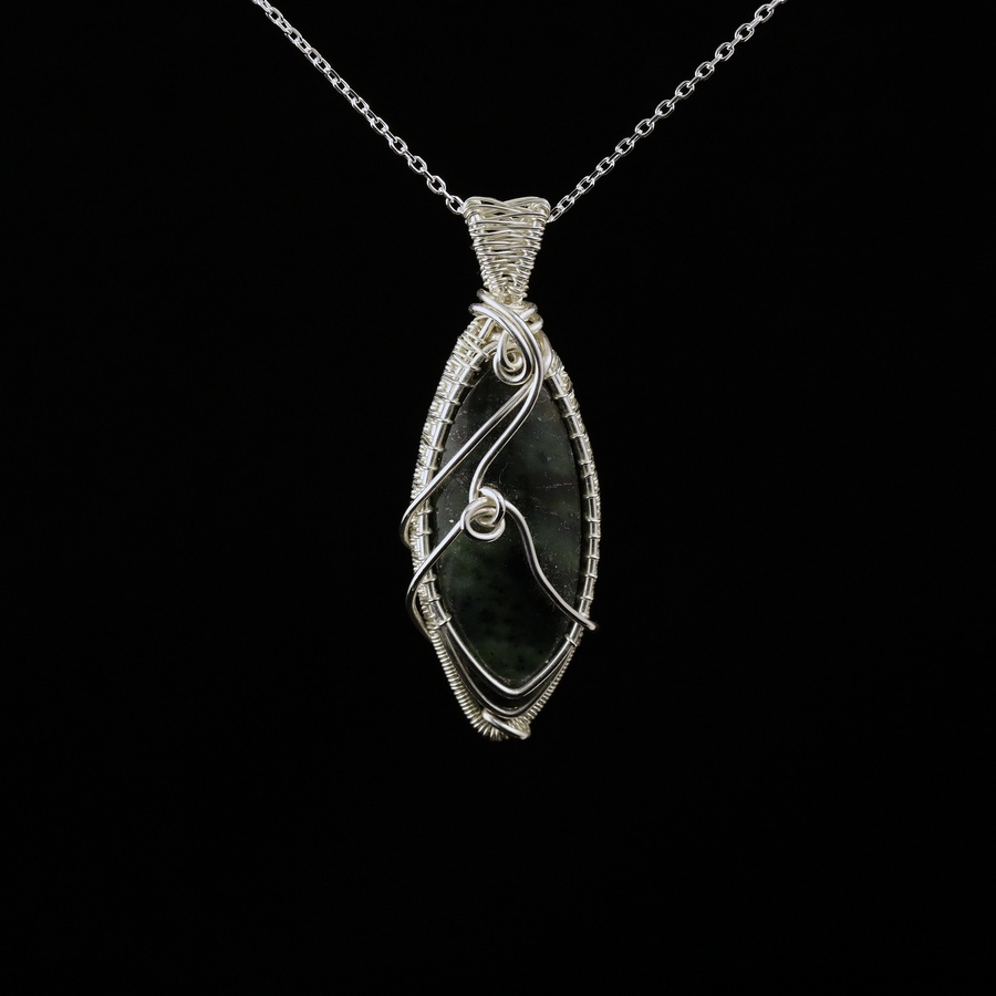 Green Jasper Sterling Silver Necklace