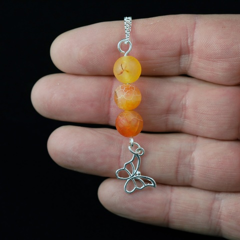 Orange Frosted Agate Necklace