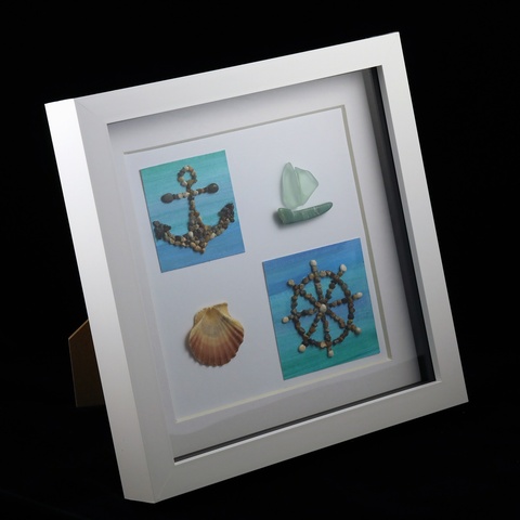 Wheel & Anchor Beach Stone Art