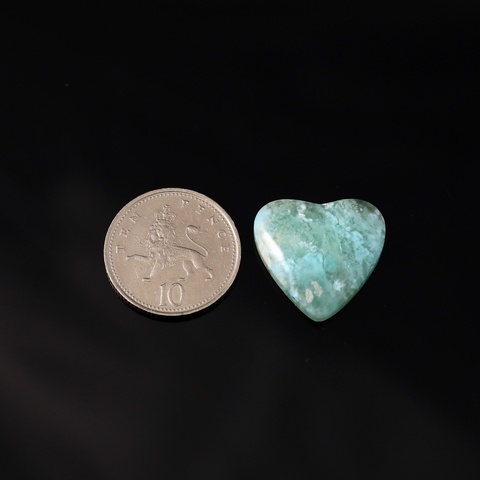 Blue Opal Wood Cabochon Heart