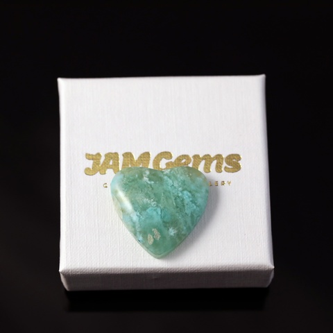 Blue Opal Wood Cabochon Heart