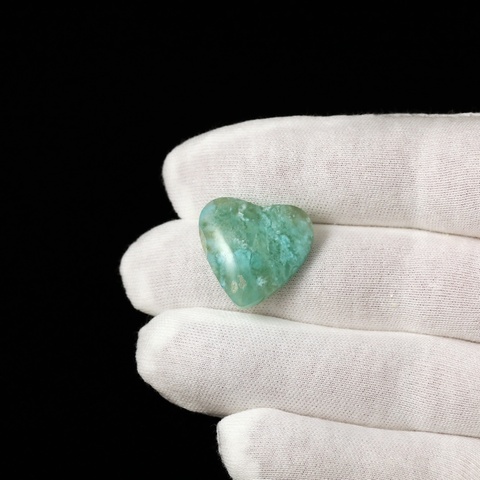 Blue Opal Wood Cabochon Heart