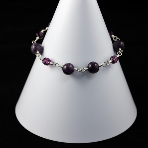 Amethyst & Bicone Bead Bracelet