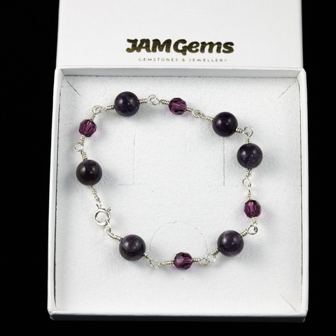 Amethyst & Bicone Bead Bracelet