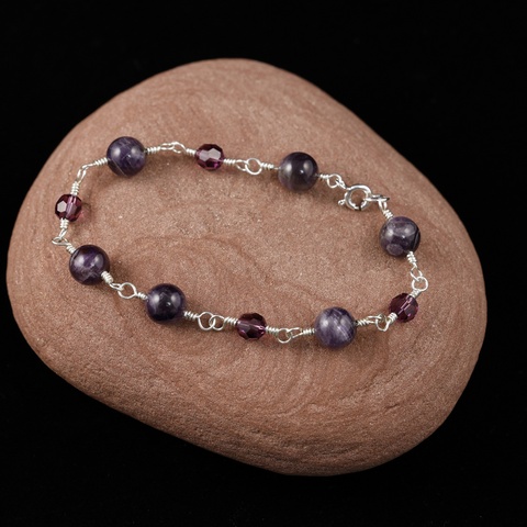 Amethyst & Bicone Bead Bracelet