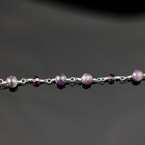 Amethyst & Bicone Bead Bracelet