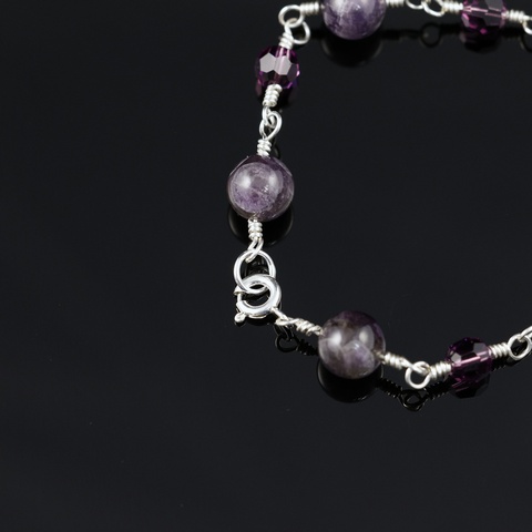 Amethyst & Bicone Bead Bracelet