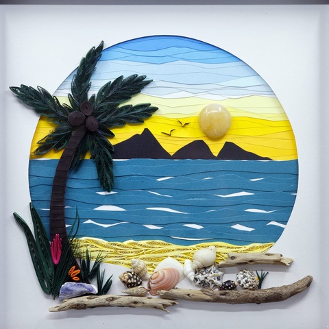 Caribbean Sunrise 3D Quill Art Picture