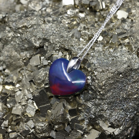 Aurora Opal Blue Heart Necklace