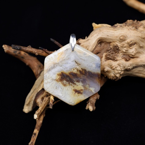 Plume Agate Natural Stone Pendant