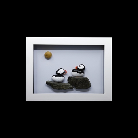 Puffins Together On The Rocks