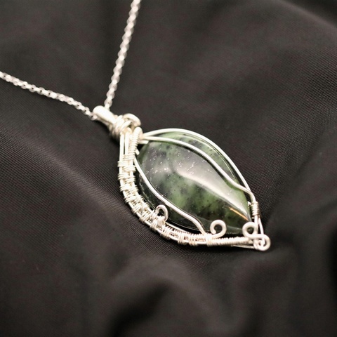 Deep Green Nephrite Jade Pendant Necklace